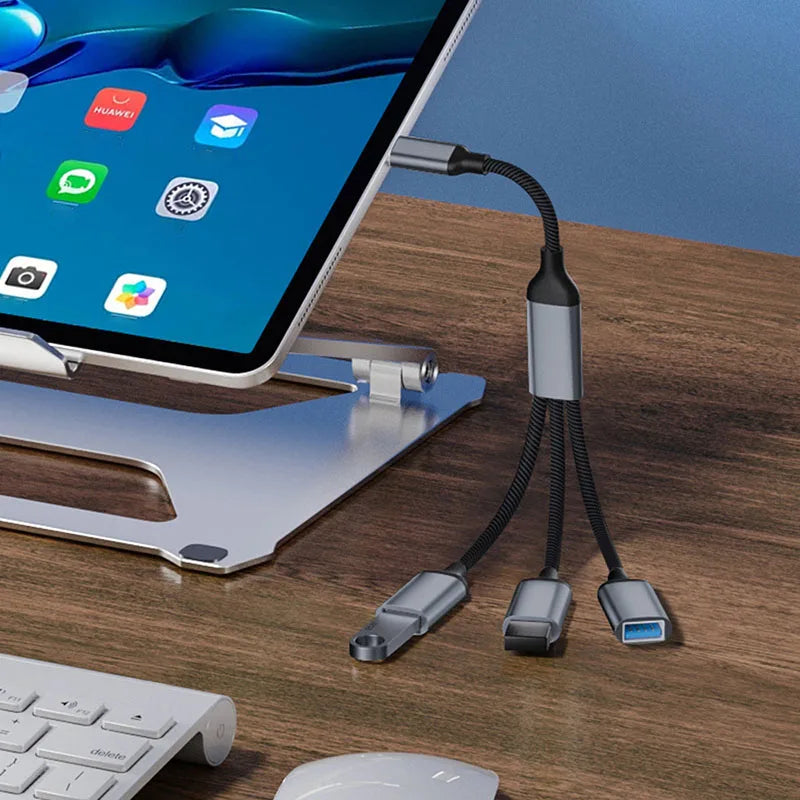 USB Splitter Cable Hub USB Male to 3 USB 2.0 Female Extension Cord, USB Port Hub Data Power Split Adapter 28cm/11.02in