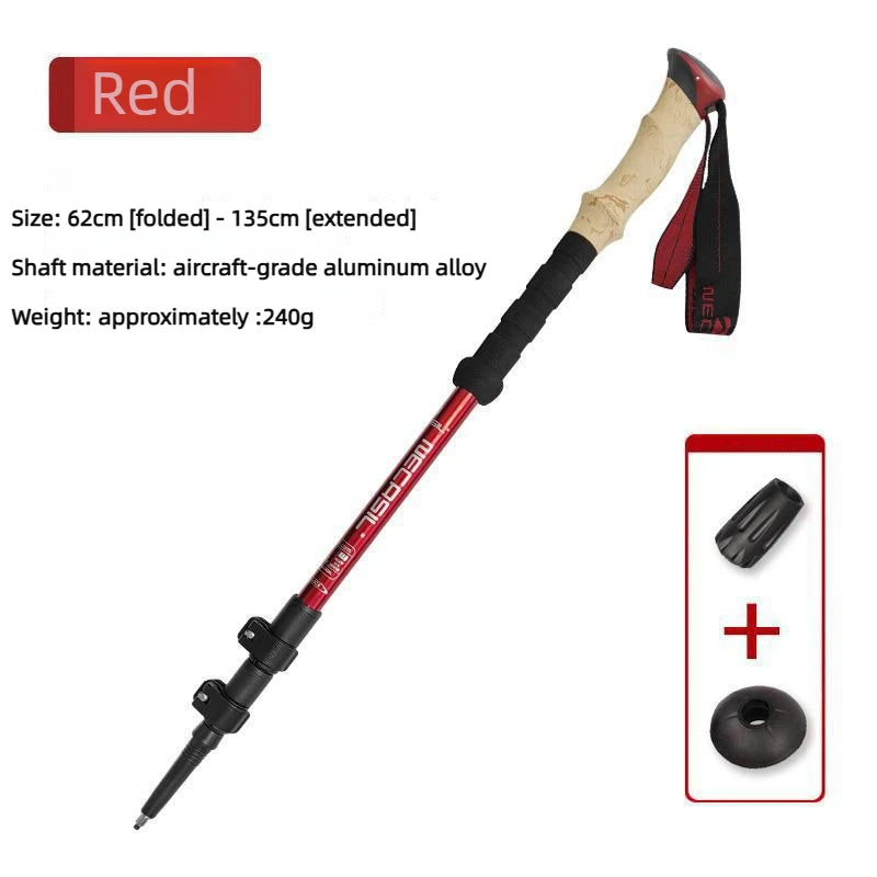 1pcs Hiking Anti Shock Walking Sticks Telescopic Trekking Climbing Poles Ultralight Walking Canes  Aluminum Outdoor  135CM