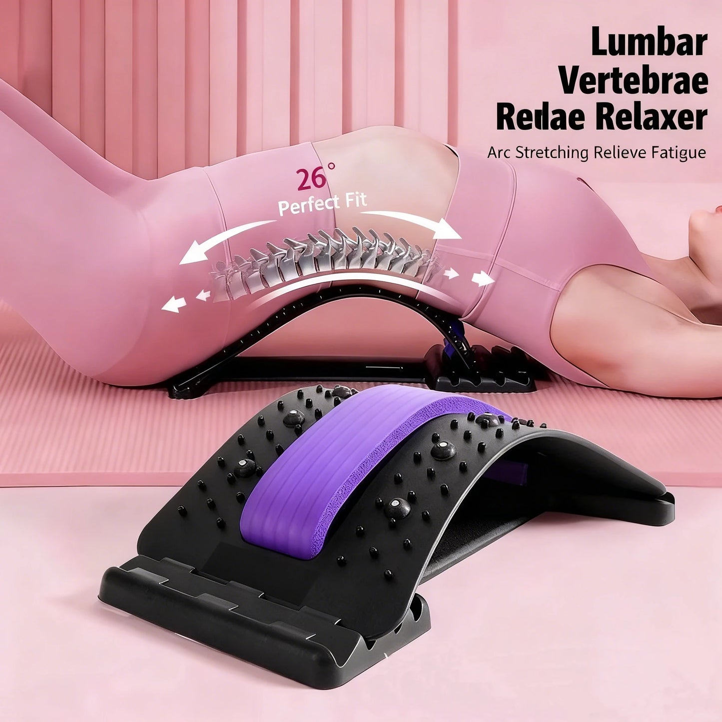 Lumbar Back Stretcher Massager, Spine Pain Relief Vertebral Relaxer for Lower Back Traction & Waist Correction