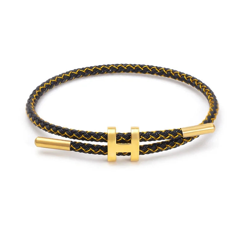 The multi-functional, fashionable and elegant H-buckle stainless steel rope women's bracelet is suitable for men's charming brac