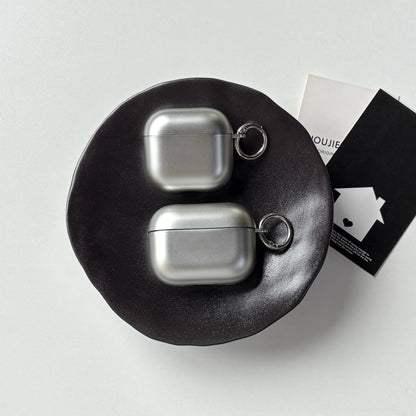 Fashion Simple Electroplated Silver Matte and Glossy Protective Earphone Case with Metal Ring for AirPods 1 2 3 4 Pro2 Pro3