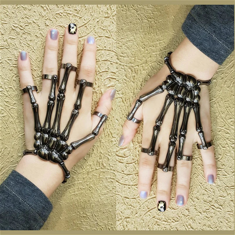 Skeleton Hand Bracelet For Women Gothic Punk Skull Elasticity Adjustable Bracelet Bangles Femme Halloween Party Accessories