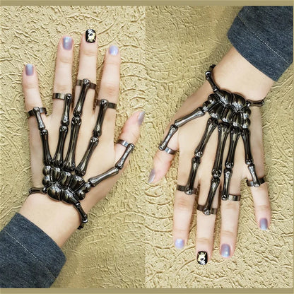 Skeleton Hand Bracelet For Women Gothic Punk Skull Elasticity Adjustable Bracelet Bangles Femme Halloween Party Accessories