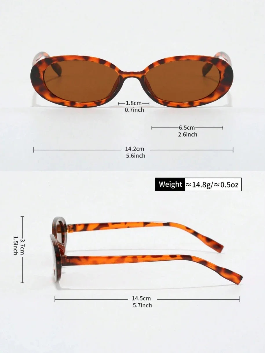 2pcs Vintage Small Frame Oval Shaped Plastic Sunglasses Outdoor Travel Beach Holiday UV Protection Fashionable Shade Travel