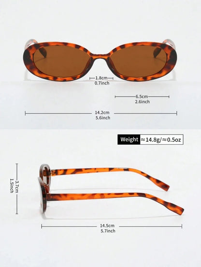 2pcs Vintage Small Frame Oval Shaped Plastic Sunglasses Outdoor Travel Beach Holiday UV Protection Fashionable Shade Travel
