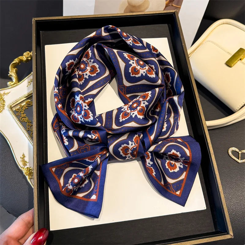 Fashion Skinny Silk Scarf for Women Letter Hair Ribbons Headbands Bandana Female Bag Wrist Wrap Neckerchief Foulard Neck Ties