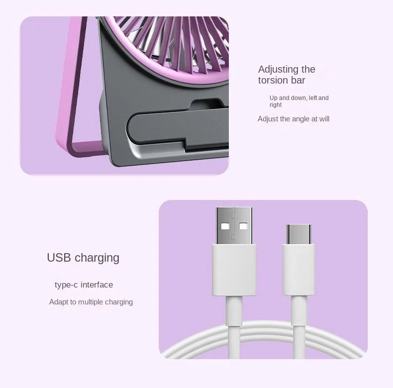 Ultra-thin Desktop Fan Digital Display USB Charging Strong Wind Portable Silent Card Style Fan Dormitory Office Summer Small Fan