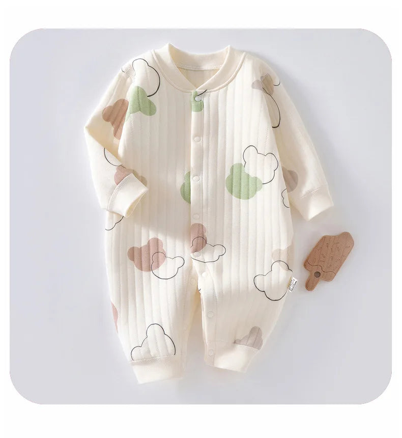 3 Layers Newborn Jumpsuit Cotton Bear Bunny Cartoon Baby Romper Autumn Winter Toddler Outfit Infant Onesie Kids Boy Girl Clothes