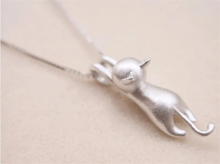 Popular 925 Sterling Silver Jewelry Fashion Simple Animal Cute Kitty Clavicle Chain Pendant Cat Necklaces XL003