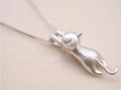 Popular 925 Sterling Silver Jewelry Fashion Simple Animal Cute Kitty Clavicle Chain Pendant Cat Necklaces XL003