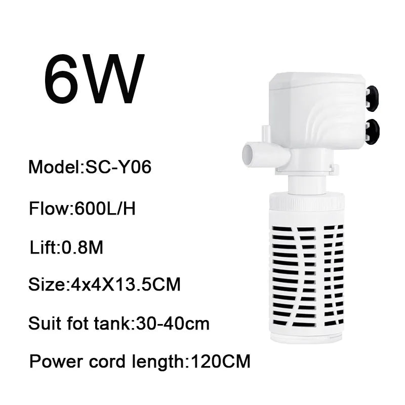 3 in 1 Aquarium Filter Pump Silent Fish Tank Submersible Air Oxygen Aerator Aquarium Air Pump Water Changer Pump Wave Maker 220v