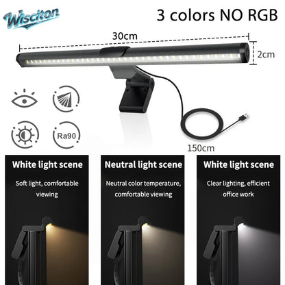 RGB Monitor Light Bar Strip Eye Care Dimmable Table Lamp for Work Game Learning Reading - Atmosphere Lighting
