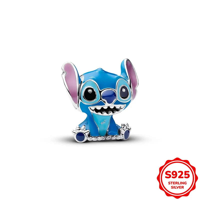 Charms plata de ley Disney Stitch Mickey and Minnie Pendant Beads Fits 3mm Bracelet Necklace For Women Luxury DIY Fine Jewelry