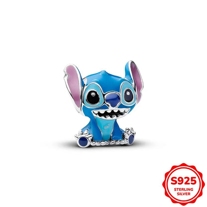Charms plata de ley Disney Stitch Mickey and Minnie Pendant Beads Fits 3mm Bracelet Necklace For Women Luxury DIY Fine Jewelry