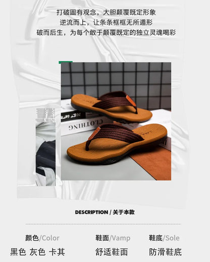MEN Flip flop Comfortable Breathable Slip-On Sandals for Men Casual Summer Footwear