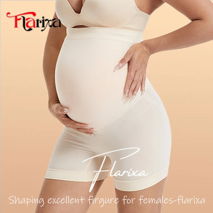 Flarixa Seamless Maternity Leggings Shorts High Waist Pregnant Women Panties Pregnancy Belly Bump Boxers Briefs High Elastic
