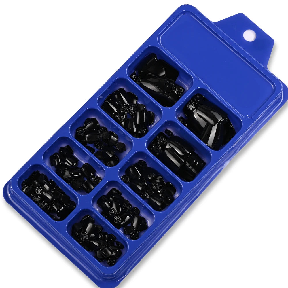 120Pcs Glossy Black Press On Toenails Short Square Full Cover Fake Toenail Tips for Summer Women False Foot Nail Tip Extension &