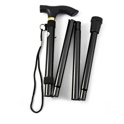 Foldable Walking Cane Adjustable Lightweight Aluminum Travel Cane T Handle Anti Slip Rubber Tip Portable Stick Senior Travel Aid
