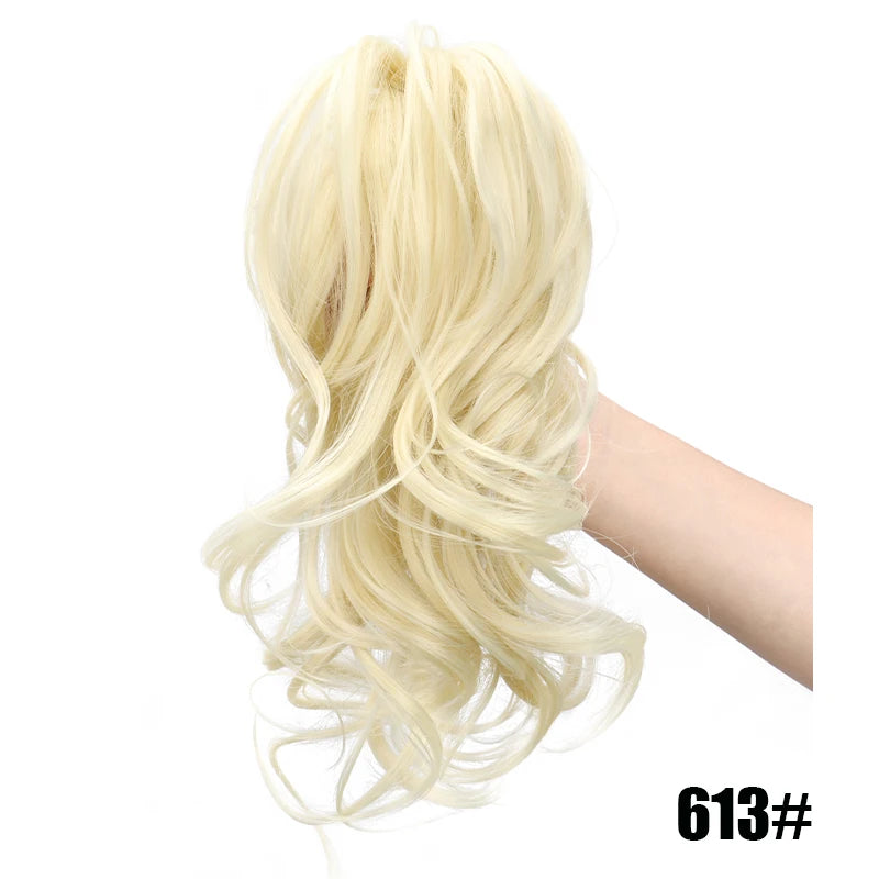 12 Inch Short Curly Clip-In Ponytail Extension-Synthetic Hair for Women Voluminous Claw Clip Hairpiece for Everyday Wear