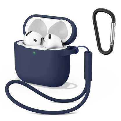 Soft Silicone Cases For Apple Airpods 4 Wireless Bluetooth Headset Cover For Air Pods 4 Protective Case With Lanyard Carabiner