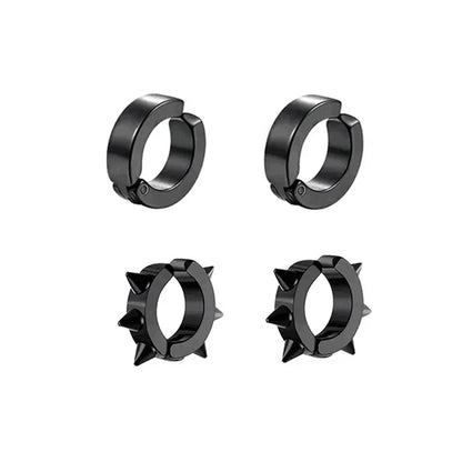 1-5 pairs of fashionable men's punk cross pendants stainless steel earless magnet earrings set