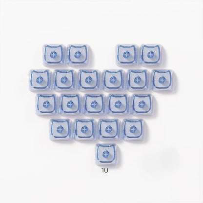 20pcs 1U Keycaps with Unique Cats Head MAO Transparent Keycap Comfort Typing PBT No Engraved Keycap DIY Keyboards For Aula Ajazz