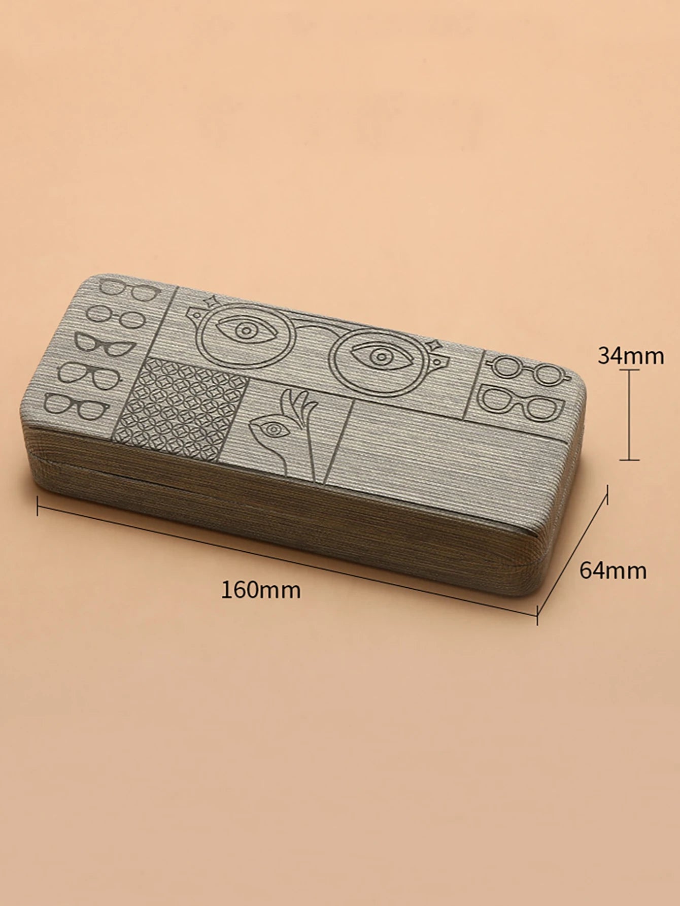 1pc Geometric Pattern Glasses Case Portable Stylish Square Eyewear Holder with Embossed Designs for Men’s Fashion Accessories
