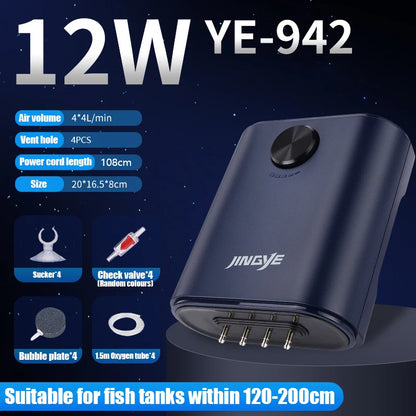 Silent Aquarium Oxygen Air Pump with Check Valve Fish Tank compactor Oxygenator Aquarium Air Compressor Aerator 220v 3w-14w