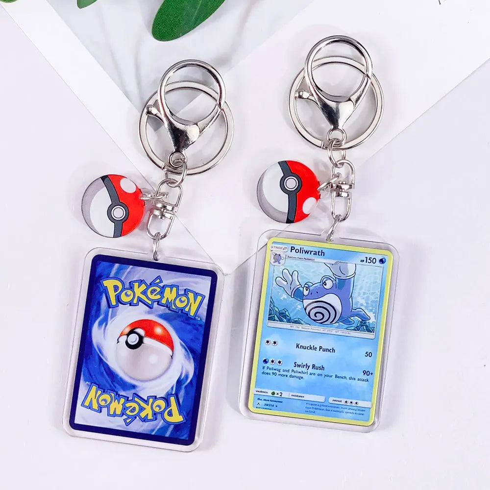 Pokémon Card Cute Acrylic Car Keychain Accessories Pikachu Charizard Gengar EeveeBag Charm Backpack Pendant Gifts For Friends