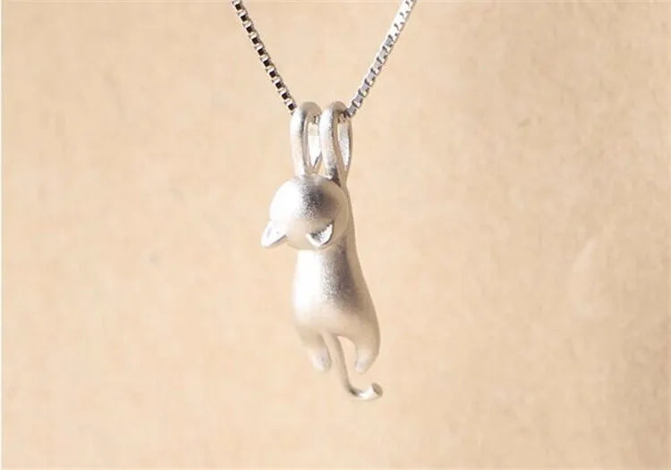 Popular 925 Sterling Silver Jewelry Fashion Simple Animal Cute Kitty Clavicle Chain Pendant Cat Necklaces XL003