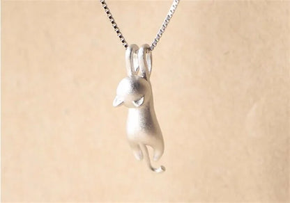 Popular 925 Sterling Silver Jewelry Fashion Simple Animal Cute Kitty Clavicle Chain Pendant Cat Necklaces XL003