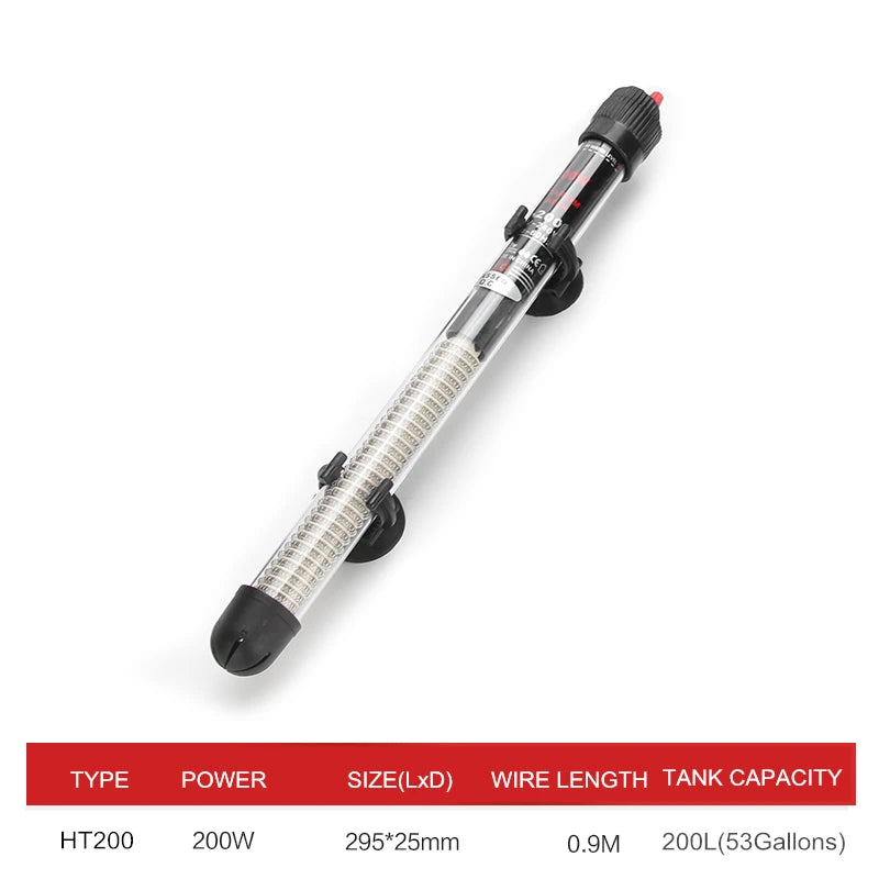 110v-220v Adjustable Temperature Thermostat Heater Rod 25W/ 50W/ 100W/ 200W/ 300W Submersible Aquarium Fish Tank Water Heat