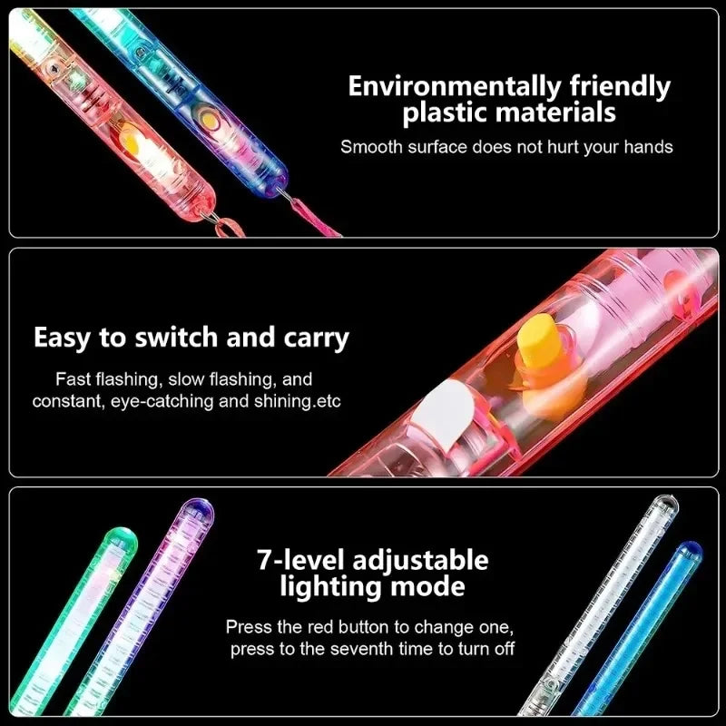 Glow Sticks Fiber Optic Light Up Wands LED Night Lighting Props for Birthday Wedding Dark Parties Concerts Christmas Halloween