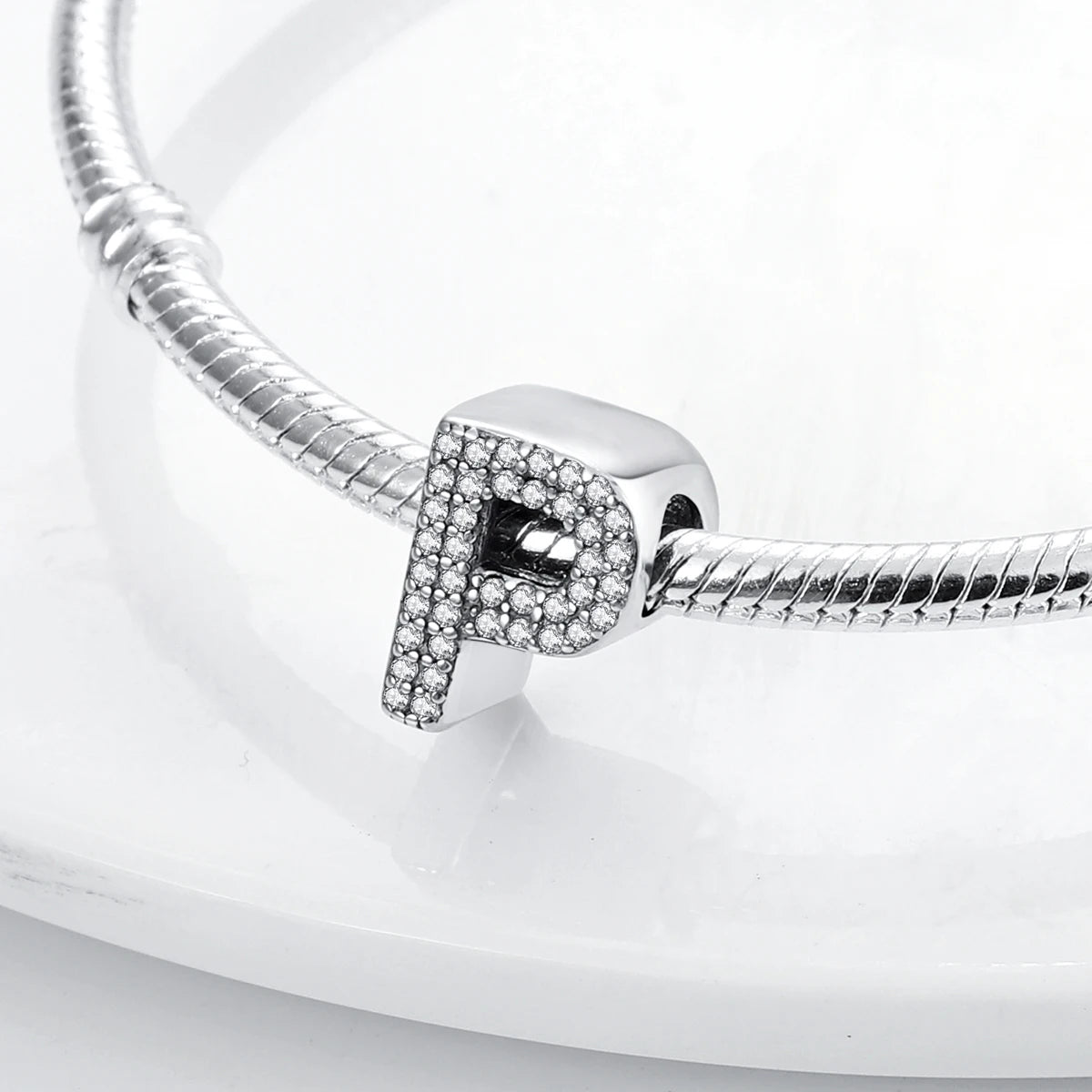 Original 925 Sterling Silver 26 Alphabet Letters Sparkling Zircon Charms Pendant Beads For Women Fine DIY Birthday Jewelry Gifts