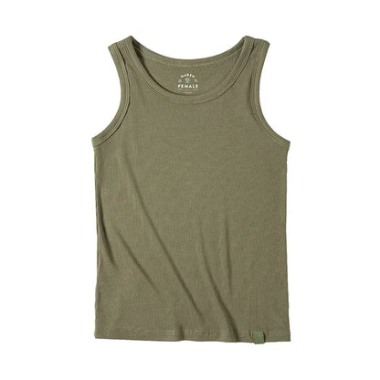 Maden Summer Sleeveless Knitted Tank Tops for Women Solid Color Casual Sports Vest Slim Fit Female Outer Wear Tops