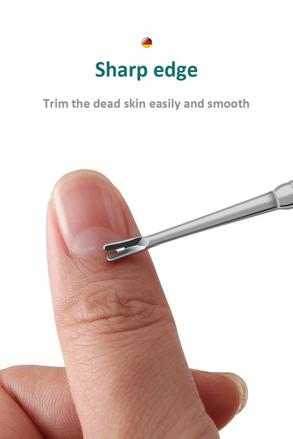 High Quality Cuticle Remover Dead Skin Pusher Surgical Grade Stainless Steel Nail Art Manicure Tool Scraper Nail Cleaner Trimmer