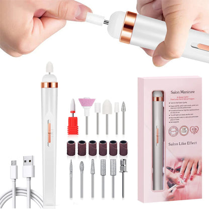 LINMANDA Portable Electric Nail File Nail Set with 4 Speeds Cuticle Trimmer Battery Operated Manicure and Pedicure Tools