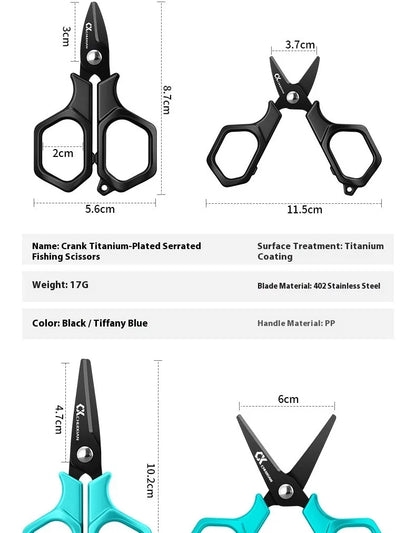 Portable titanium plated fishing scissors for hanging strings, PE line fishing line, Dali Ma stainless steel lure scissors