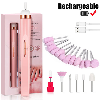 LINMANDA Portable Electric Nail File Nail Set with 4 Speeds Cuticle Trimmer Battery Operated Manicure and Pedicure Tools