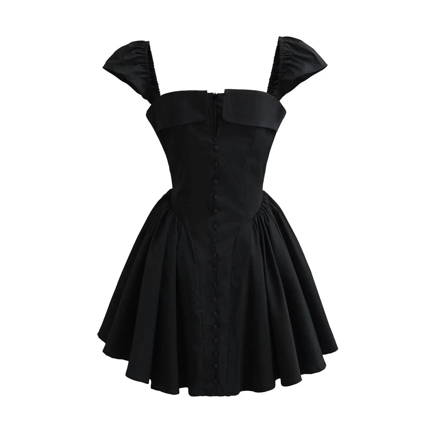 YENKYE Summer Women Sexy Fit And Flare White Mini Dresses Short Sleeve Low Waist Elegant Party Dress Ladies Bridesmaids Robe