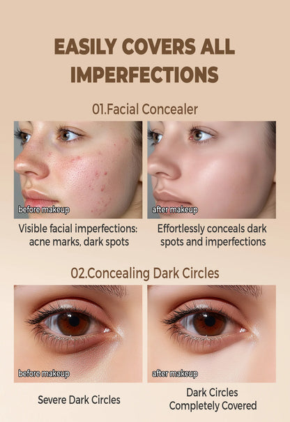 Waterproof Full Coverage Concealer for Tattoos, Scars - Natural Finish Foundation for All Skin Tones & Types