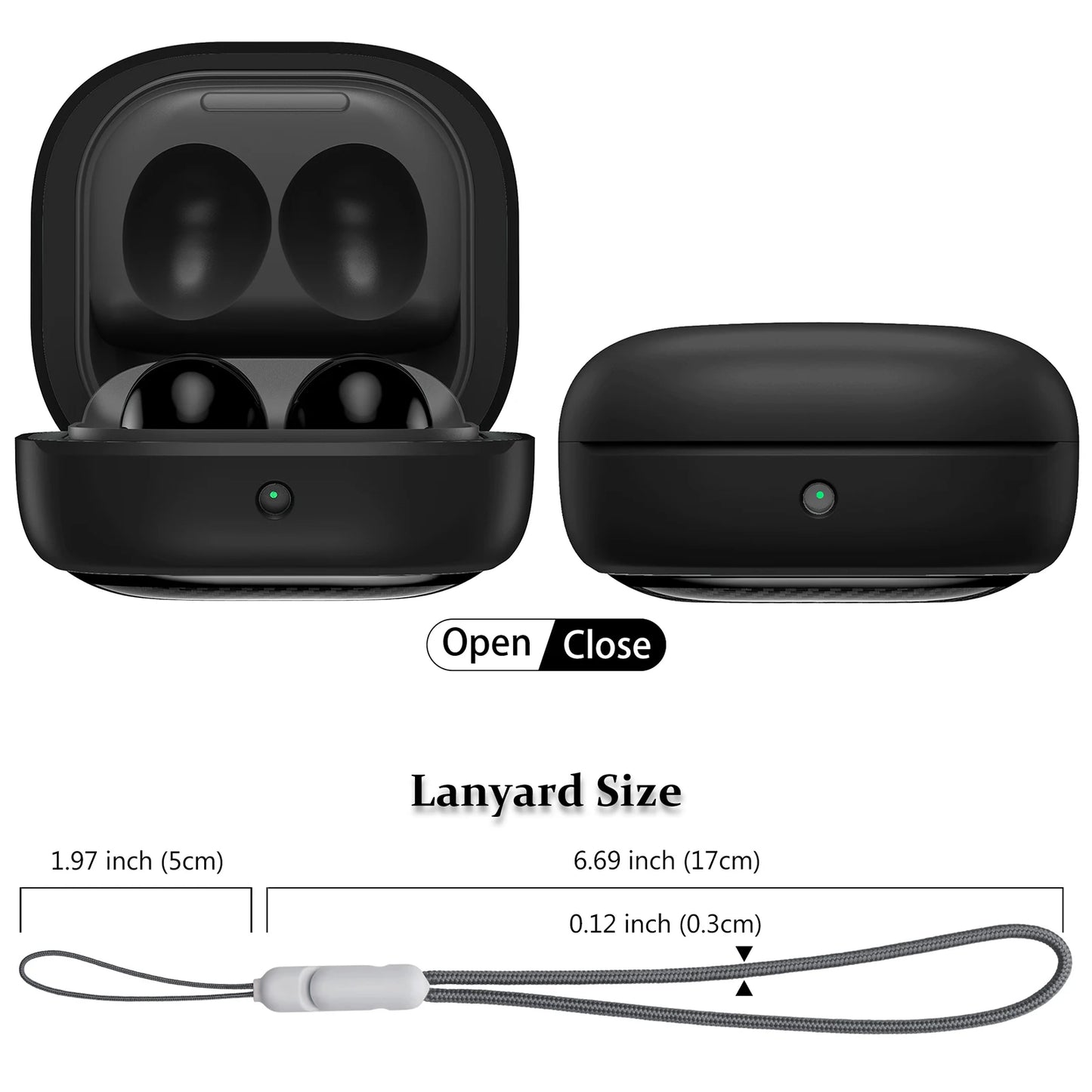 For Samsung Galaxy Buds FE, Buds Pro, Buds2 Pro, Buds Live, Buds2 Case Cover, Vogue Fiber Stripe Protection Case with Lanyard