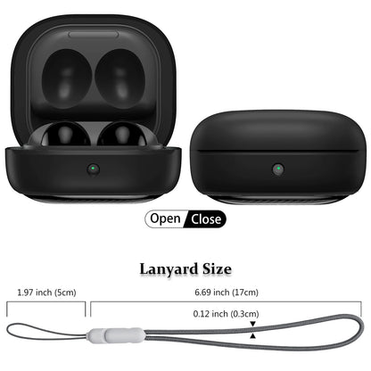 For Samsung Galaxy Buds FE, Buds Pro, Buds2 Pro, Buds Live, Buds2 Case Cover, Vogue Fiber Stripe Protection Case with Lanyard
