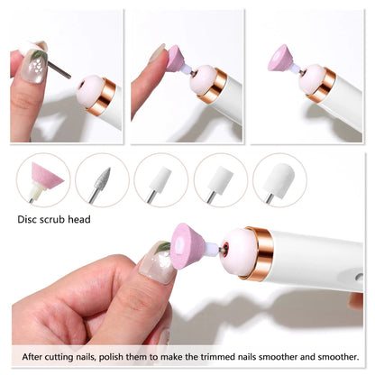 LINMANDA Portable Electric Nail File Nail Set with 4 Speeds Cuticle Trimmer Battery Operated Manicure and Pedicure Tools