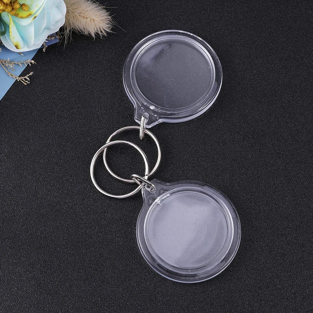 30PCS Circle Acrylic Photo Frame Keychain Snap-In Custom Insert Photo Acrylic Blank Picture Keyring for DIY Projects