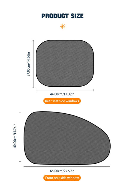 SEAMETAL Car Sun Shade Side Window Curtain Front Rear Window Sunshade Summer UV Blocking Suction Cup Car Sun Protection Curtains