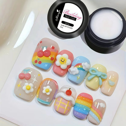 3D Nail Gel, Non-Sticky Hard Long-Lasting Overlay, Creates 3D Bow Geometric Letter Shapes, Salon Quality, Soluble Residue-Free A
