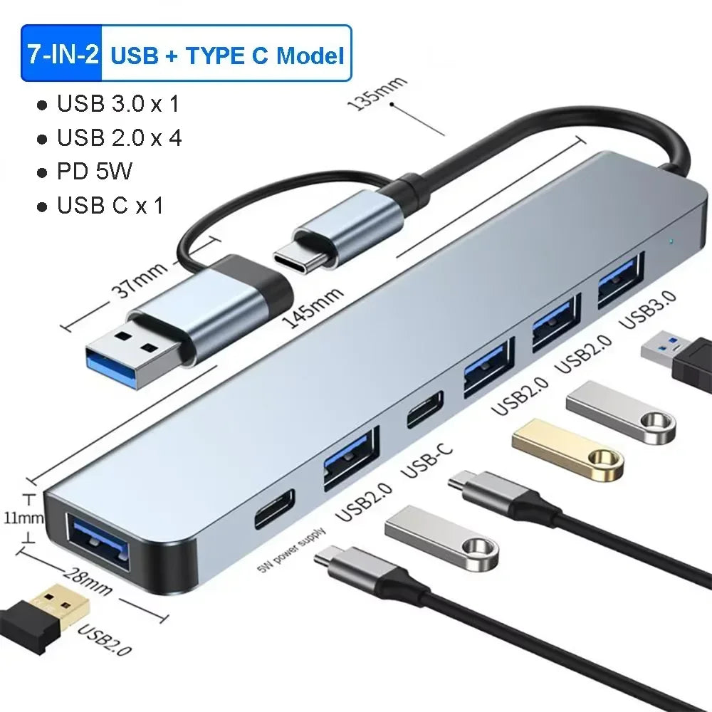 USB C HUB 4K 30Hz Type C to HDMI-compatible USB 3.0 Adapter 11 in 1 Type C HUB Dock PD 87W USB C Splitter for MacBook Pro Air