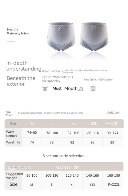 Pure Cotton Comfortable Traceless Underwear For Pregnant Women With High Waist and Adjustable Belly Support During Pregnancy