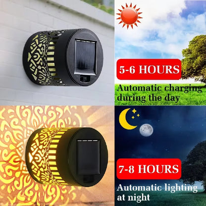 Outdoor LED Solar Fences and Wall Lights, Metal Mandala Lights, for Gardens, Lawns, Estates, Fences, Corridors, Lawns, Porches